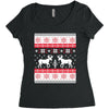 reindeer christmas ugly sweater Women's Triblend Scoop T-shirt