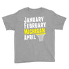January February Michigan April - March Madness Basketball Youth Tee