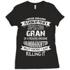 Super Cool Gran Of A Freaking Awesome Granddaughter Ladies Fitted T-Shirt