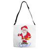father christmas ringing xmas bells santa Adjustable Strap Totes