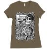 boombox skull Ladies Fitted T-Shirt