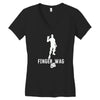 finger wag batle royal gaming Women's V-Neck T-Shirt