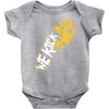 running we kick asphalt Baby Onesie