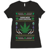 smoke weed ugly sweater Ladies Fitted T-Shirt