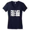 pro life, pro god, pro gun Women's V-Neck T-Shirt
