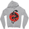 sun dragon with pearl   black red white Zipper Hoodie