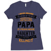 Super Cool Papa Of A Freaking Awesome Daughter Ladies Fitted T-Shirt