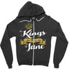 kings are born in june Zipper Hoodie