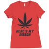 Support Melanoma Cancer Awareness With A Black Cannabis Leaf Ladies Fitted T-Shirt
