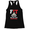 we all lift down here Racerback Tank