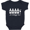 bottles 1965   mens funny Baby Bodysuit