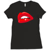 lips red kiss passion girl Ladies Fitted T-Shirt