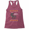 ugly dinosaur merry christmas Racerback Tank