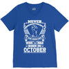 Never Underestimate Dog Rescuer Who Was Born October V-Neck Tee