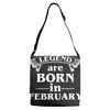 legends are born in february t shirt Adjustable Strap Totes