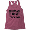 rude slogan Racerback Tank