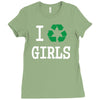 i recycle girls slogan text funny baseball jersey Ladies Fitted T-Shirt