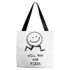 will run for pizza Tote Bags