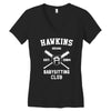 hawkins babysitting club indiana mike dustin eleven demogorgon strange Women's V-Neck T-Shirt