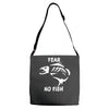 fear no fish bone skeleton Adjustable Strap Totes