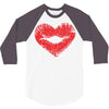 lip print heart 3/4 Sleeve Shirt