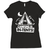 white ink camping is in tents funny Ladies Fitted T-Shirt