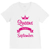 queens are born in september V-Neck Tee