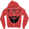 beard and glasses Zipper Hoodie
