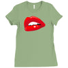 lips red kiss passion girl Ladies Fitted T-Shirt