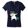 DABBİNG LEPRECHAUN UNİCORN Women's V-Neck T-Shirt