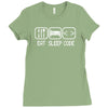 eat sleep code Ladies Fitted T-Shirt