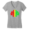 rasta skull and crossbones reggae dub club rave Women's V-Neck T-Shirt