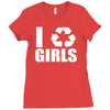 i recycle girls  funny Ladies Fitted T-Shirt