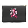 breast cancer awareness hope ribbon heart Accessory Pouches
