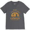 what happens in camper stays in camper vintage style camp funny V-Neck Tee