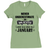 never underestimate an old man who was born in january Ladies Fitted T-Shirt