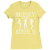 money over bitches graphic Ladies Fitted T-Shirt