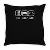 eat sleep code Throw Pillow