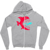 monster fish eats diver Zipper Hoodie