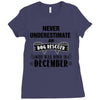 never underestimate an old man who was born in december Ladies Fitted T-Shirt