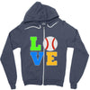 love baseball neon rhinestuds Zipper Hoodie