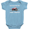 case ih red tractor boy comin' through Baby Bodysuit