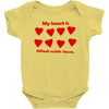 my heart is filled with love Baby Bodysuit
