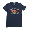 October Peeking Out Baby Girl Ladies Fitted T-Shirt