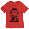 Never Underestimate Dog Rescuer Who Was Born January V-Neck Tee