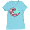 japanese pastel kawaii anime meme surf beach wave Ladies Fitted T-Shirt