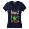 smoke weed every christmas Women's V-Neck T-Shirt