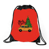 merry christmas car Drawstring Bags