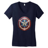 cotton captain america shield distressed, ideal gift or present Women's V-Neck T-Shirt