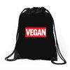 marvel logo parody vegan Drawstring Bags